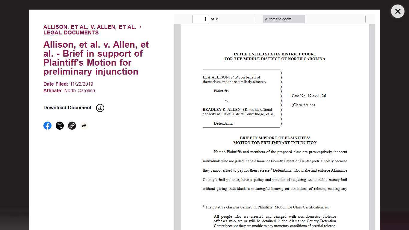 Allison, et al. v. Allen, et al. American Civil Liberties Union